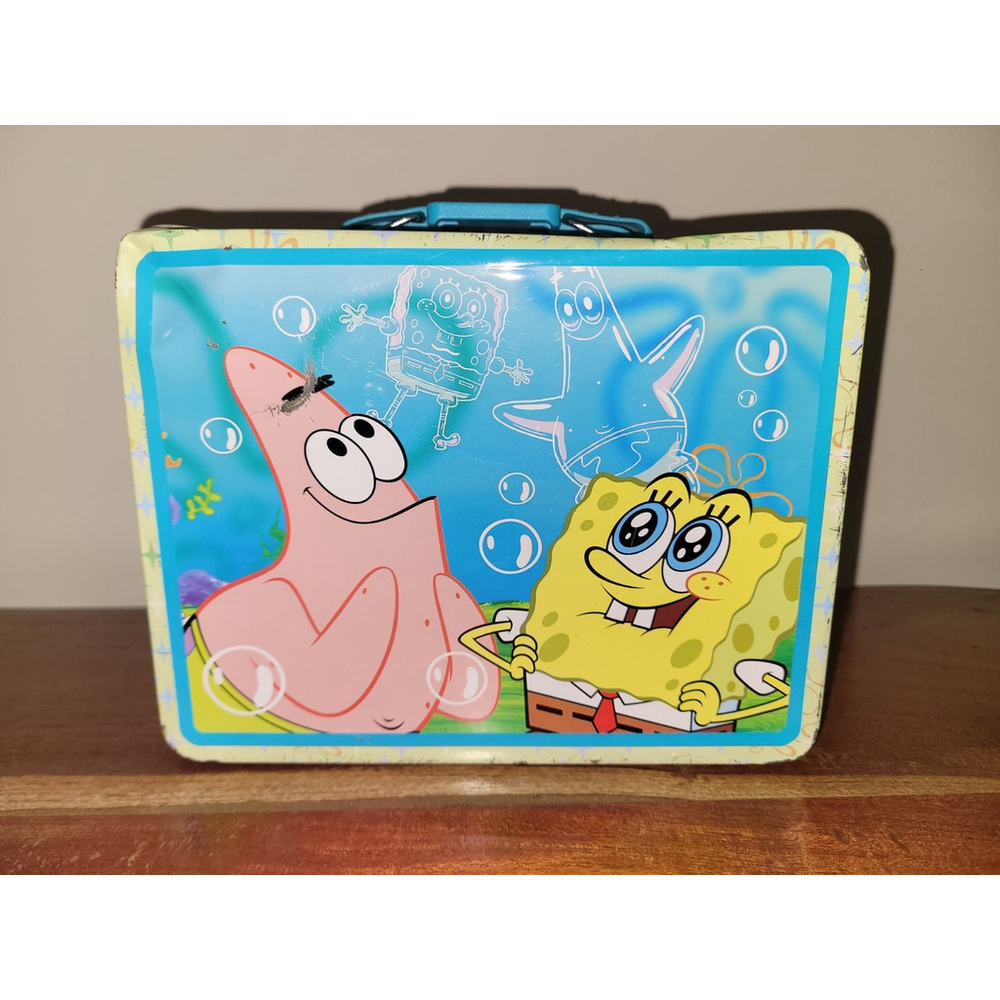 SpongeBob SquarePants & Patrick Bubbles Metal Lunchbox Steel Tin Box FAIR *